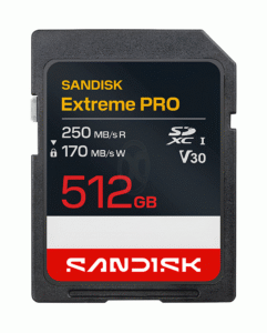 SanDisk Extreme PRO SD Card 512GB Read 250MBs Write 170MBs 4K - SDSDXXJ-512G-GSCIN