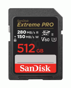 SanDisk Extreme PRO SD Card 512GB UHS-II Read 280MBs Write 150MBs 6K - SDSDXEP-512G-GN4IN