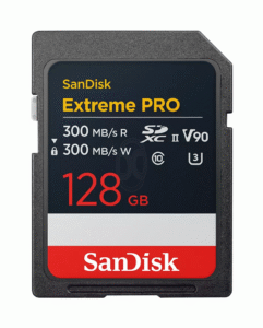 SanDisk Extreme Pro SD, V90, 300MB/s R, 300MB/s W, 128GB - SDSDXDM-128G-GN4IN
